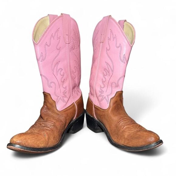 Old West Shoes - Old West Pink Leather Western Cowboy Boots Women’s Approx 7.5